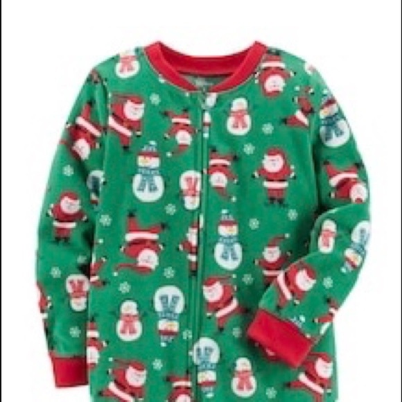 Carter’s Santa Snowman Green ZIP Up Pajamas Size 24 months - Picture 2 of 2